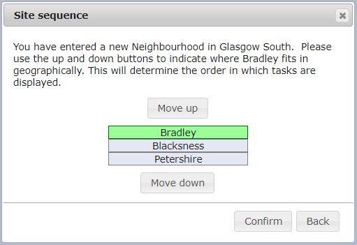 Setting the sequence of a new site