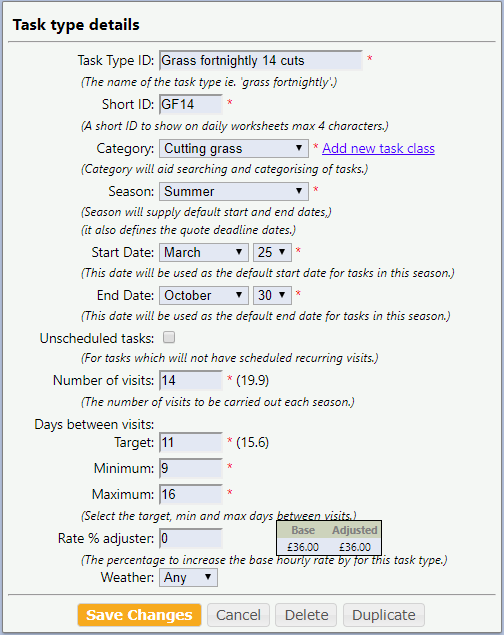 The task type form