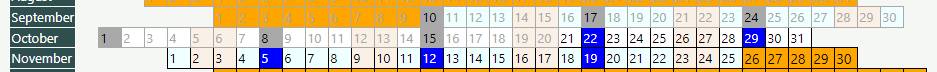 How the year planner looks after applying the wizard settings shown above